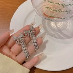 银饰耳环厂家 - S925银针流苏耳环长流苏锆石