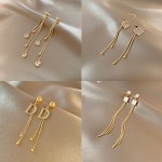 Silver Earrings Factory - Vintage Geometric Love Tassel S925 Silver Needle Pearl