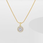 Wedding Pendant Supplier - Crystal Geometric Cubic Zircon Round Necklace Jewelry