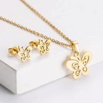 Jewelry Set Factory - 2025 Butterfly Animal Key Necklace Earrings Stainless Steel