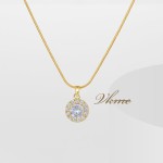 Wedding Pendant Supplier - Crystal Geometric Cubic Zircon Round Necklace Jewelry
