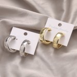 Earrings Set Manufacturer - Fashion Gold Silver Color C-shaped Geometric for Women