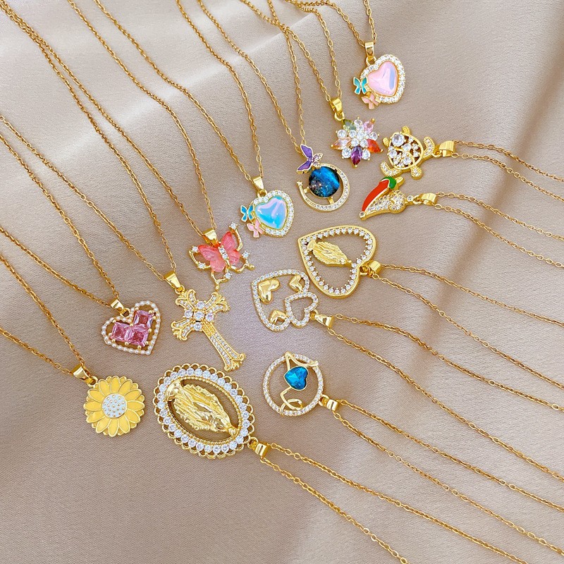 Choker Necklace Manufacturer - 2025 Shell Cross Heart Pendant 18K Gold Plated Stainless