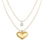 Necklace Factory - Custom Double Layered Crystal Love Heart Gold Color Pendant