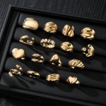 Ring Set Factory - 16 Pcs 2025 Exaggerated Irregular Heart Light Gold Geometric