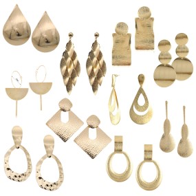 Hoop Earrings Supplier - Trendy Gold Geometric Drop Water Shaped Large Minimalist