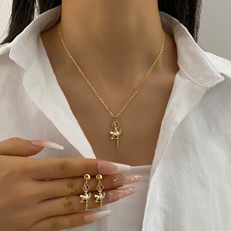 Jewelry Set Manufacturer - 2025 Fashion Ballet Dancer Gold Color Geometric for Women