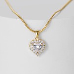 Heart Pendant Manufacturer - 18K Gold Cubic Zirconia Bling Love Necklace Accessories