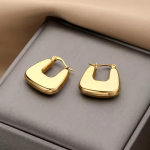 Hoop Earrings Supplier - Hypoallergenic Stainless Steel 18k Gold Plated Screw Twisted