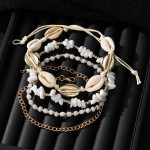 Anklets Factory - Bohemian Layered Sea Shell Beaded Stone Ankle Chain Summer