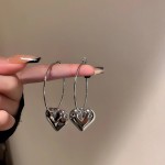 Hoop Earrings Manufacturer - Minimalism Metal Heart Hoop Love Dangle Party Statement