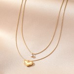 Necklace Factory - Custom Double Layered Crystal Love Heart Gold Color Pendant