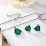 Jewelry Set Manufacturer - Trendy Triangle Pendant Necklace Earrings Set for Women