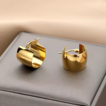 Hoop Earrings Supplier - Hypoallergenic Stainless Steel 18k Gold Plated Screw Twisted