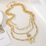 Necklace Manufacturer - 2025 Fashion Sunflower Butterfly Pendant 3 Layer for Women