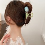 Hair Clips Supplier - Tulip Metal Enamel Flower Large Claw Clip Headgear Accessories