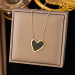 Jewelry Set Manufacturer - Luxury Emerald Black Heart Pendant Gold Plated Geometric