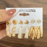 圆形耳环供应商 - 女性几何金金属大号朋克珍珠吊坠时尚