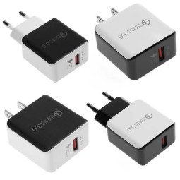 手机充电器供应商-18W QC3.0 USB欧规美规