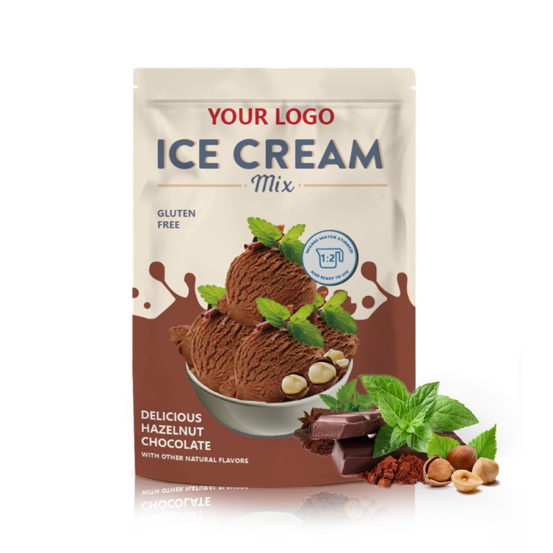OEM Ice Cream Powder Manufacturer - Private Label Customizable Labels Vanilla Chocolate Hazelnut Ice Cream Mix (Vitamin-Added)