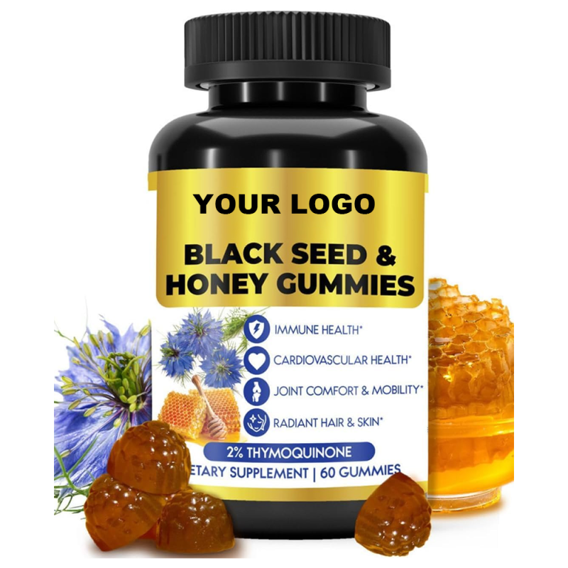 OEM/OED Black Seed Oil Gummies Manufacturer - Private Label Custom Label Organic Black Seed Oil Gummies with Honey (Antioxidant & Immune Support)