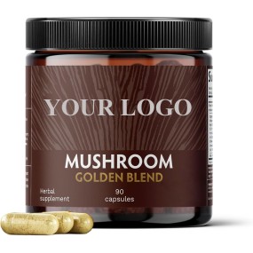 OEM/ODM Mushroom Golden Blend Capsules Manufacturer - Private Label Vegan Adaptogenic Mushrooms Powder Supplement for Immune Support