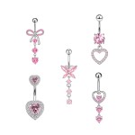 Navel Ring Set Manufacturer - 5 Pcs New Zircon Pink Series