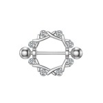 Nipple Piercing Jewelry Supplier - Zircon Shield Flower Charming