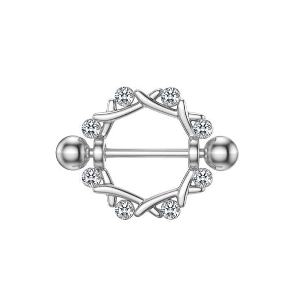 Nipple Piercing Jewelry Supplier - Zircon Shield Flower Charming