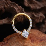Zircon Nose Ring Manufacturer - Round Closed Loop Large Square