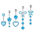 Navel Button Set Supplier - 5 Piece Heart Butterfly Long Tassel