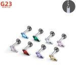 钛钢鼻钉厂家-G23菱形蓝锆石镶嵌