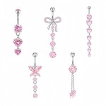Navel Ring Set Manufacturer - 5 Pcs New Zircon Pink Series