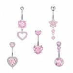 Navel Ring Set Manufacturer - 5 Pcs New Zircon Pink Series