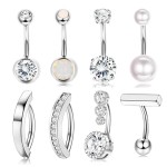 Belly Button Rings Manufacturer - 9PCS Gold Zircon Pearl Stainless