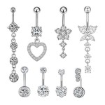Navel Belly Rings Manufacturer - 8pcs/set Zircon Inlay Cute