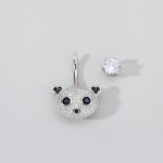 S925肚脐环供应商-欧美锆石大熊猫