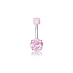 Belly Button Rings Supplier - Set 5 Pink Zircon Inlay Heart