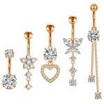 Belly Button Rings Manufacturer - 5 Pcs Set Silver Gold Heart