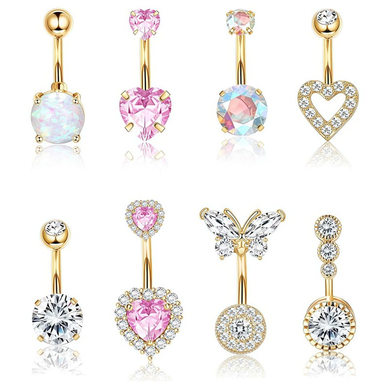 Body Jewelry Factory - 8pcs Double Headed Circular Heart