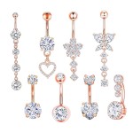 Navel Belly Rings Manufacturer - 8pcs/set Zircon Inlay Cute