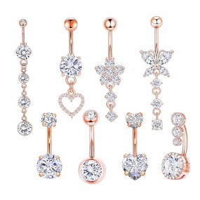 Navel Belly Rings Manufacturer - 8pcs/set Zircon Inlay Cute