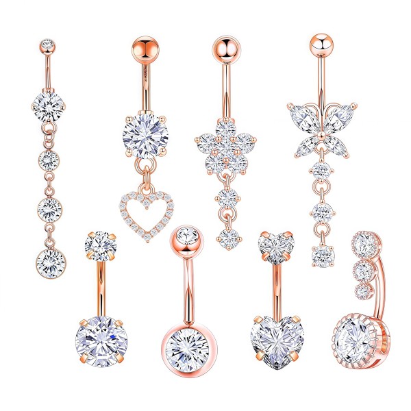 Navel Belly Rings Manufacturer - 8pcs/set Zircon Inlay Cute
