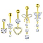 Navel Button Set Supplier - 5 Piece Heart Butterfly Long Tassel