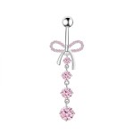 Belly Button Rings Supplier - Set 5 Pink Zircon Inlay Heart
