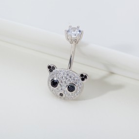 S925 Belly Ring Supplier - European American Zircon Giant Panda