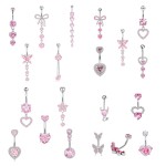 Navel Ring Set Manufacturer - 5 Pcs New Zircon Pink Series