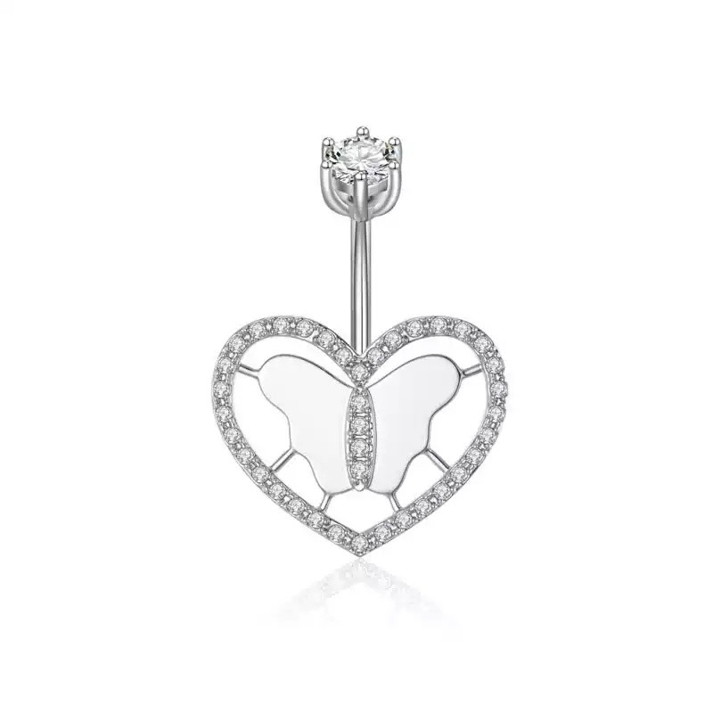 Belly Button Ring Supplier - 925 Sterling Silver Heart-shaped