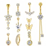 Golden Navel Set Supplier - Stainless Steel Flower Butterfly