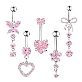 Navel Button Set Supplier - 5 Piece Heart Butterfly Long Tassel